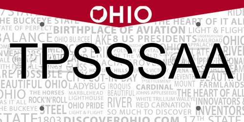 TPSSSAA Ohio License Plate