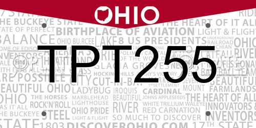 TPT255 Ohio License Plate