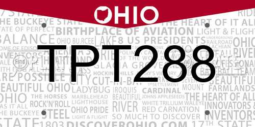 TPT288 Ohio License Plate
