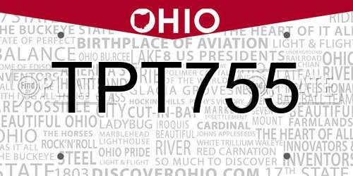 TPT755 Ohio License Plate