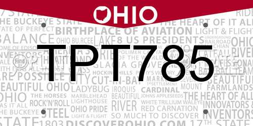 TPT785 Ohio License Plate