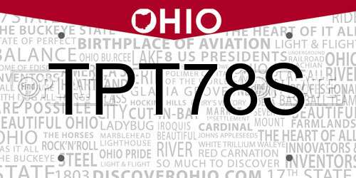 TPT78S Ohio License Plate