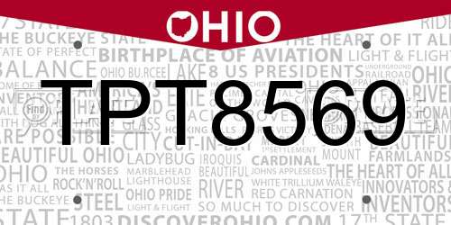 TPT8569 Ohio License Plate