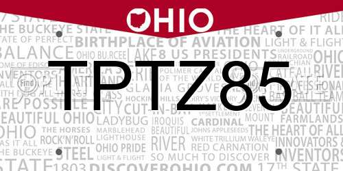 TPTZ85 Ohio License Plate
