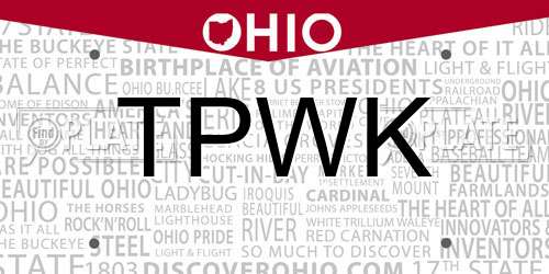 TPWK Ohio License Plate