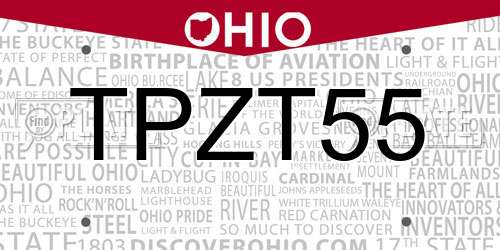 TPZT55 Ohio License Plate