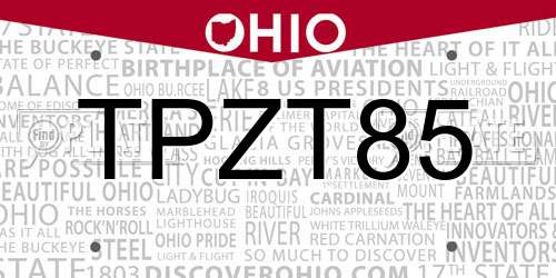 TPZT85 Ohio License Plate