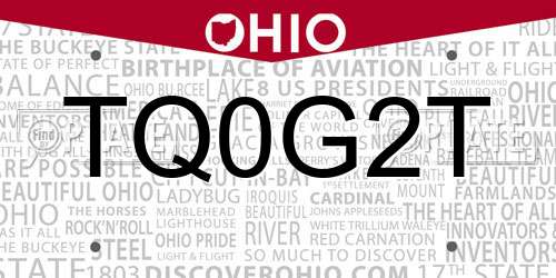 TQ0G2T Ohio License Plate