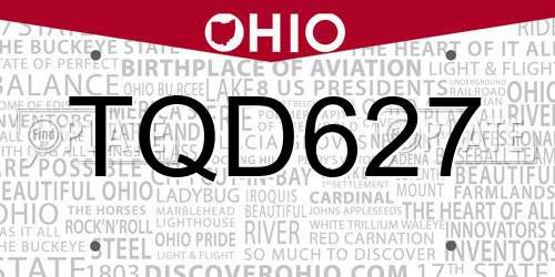 TQD627 Ohio License Plate