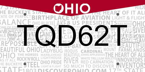 TQD62T Ohio License Plate