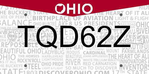 TQD62Z Ohio License Plate