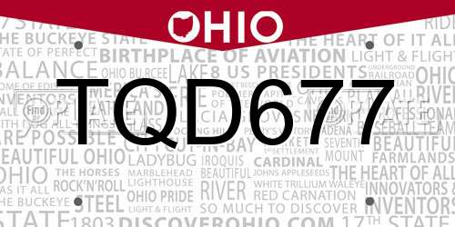 TQD677 Ohio License Plate