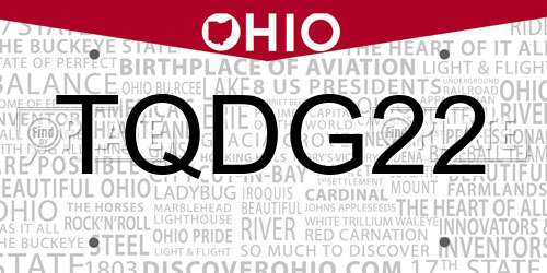 TQDG22 Ohio License Plate