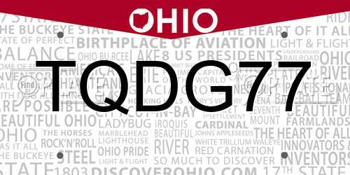 TQDG77 Ohio License Plate