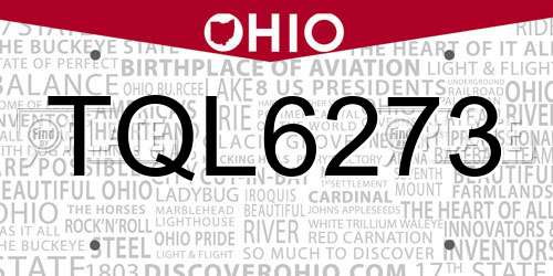 TQL6273 Ohio License Plate