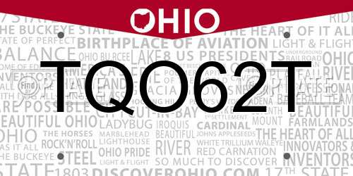 TQO62T Ohio License Plate