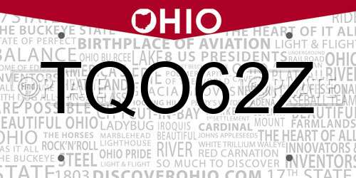 TQO62Z Ohio License Plate