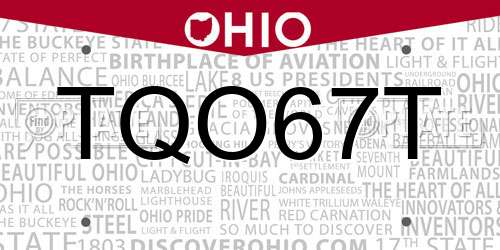 TQO67T Ohio License Plate