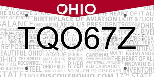 TQO67Z Ohio License Plate