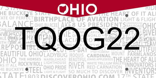 TQOG22 Ohio License Plate