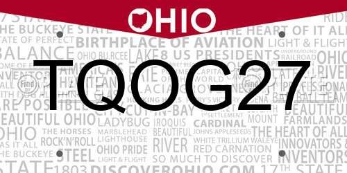 TQOG27 Ohio License Plate