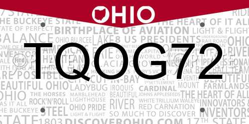 TQOG72 Ohio License Plate