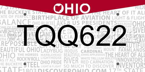 TQQ622 Ohio License Plate