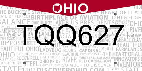 TQQ627 Ohio License Plate