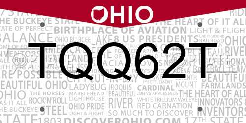 TQQ62T Ohio License Plate