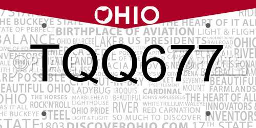 TQQ677 Ohio License Plate