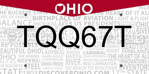TQQ67T Ohio License Plate