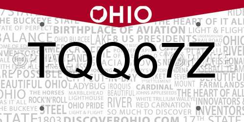 TQQ67Z Ohio License Plate