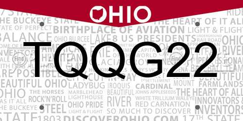 TQQG22 Ohio License Plate
