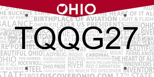 TQQG27 Ohio License Plate