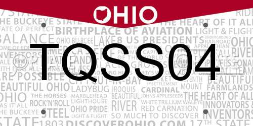TQSS04 Ohio License Plate