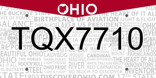 TQX7710 Ohio License Plate