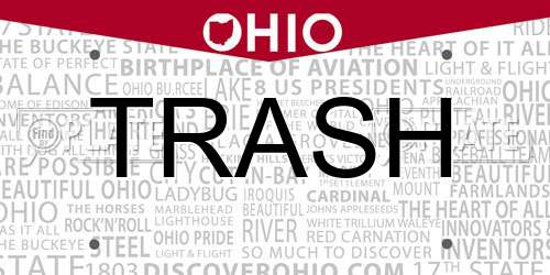 TRASH Ohio License Plate