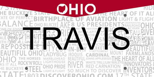 TRAVIS Ohio License Plate