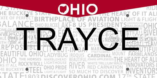 TRAYCE Ohio License Plate