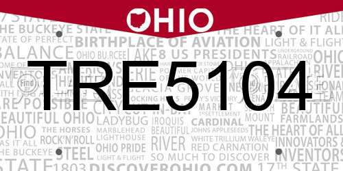 TRE5104 Ohio License Plate