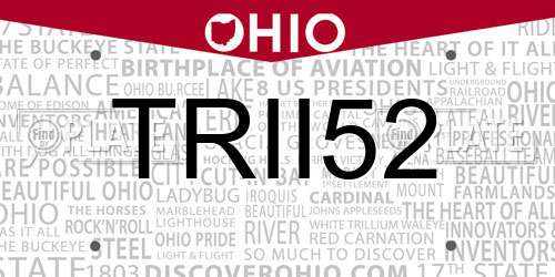 TRII52 Ohio License Plate