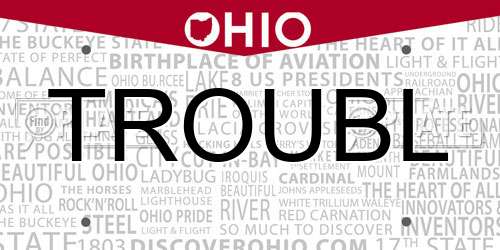 TROUBL Ohio License Plate