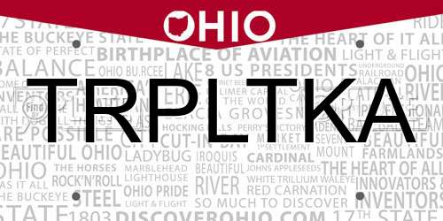 TRPLTKA Ohio License Plate