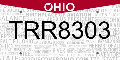TRR8303 Ohio License Plate
