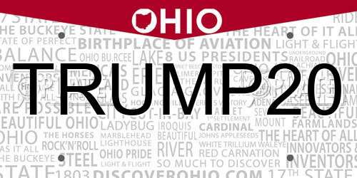 TRUMP20 Ohio License Plate