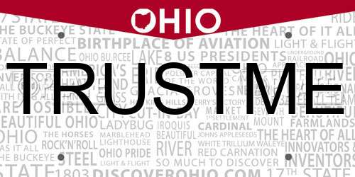 TRUSTME Ohio License Plate