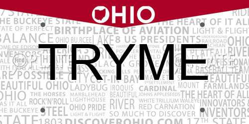 TRYME Ohio License Plate