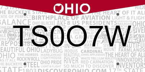 TS0O7W Ohio License Plate