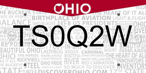 TS0Q2W Ohio License Plate