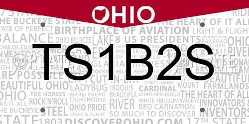 TS1B2S Ohio License Plate